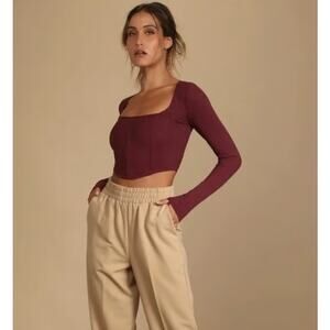 House of Harlow 1960 Brown Corset Style Crop Top - Size M